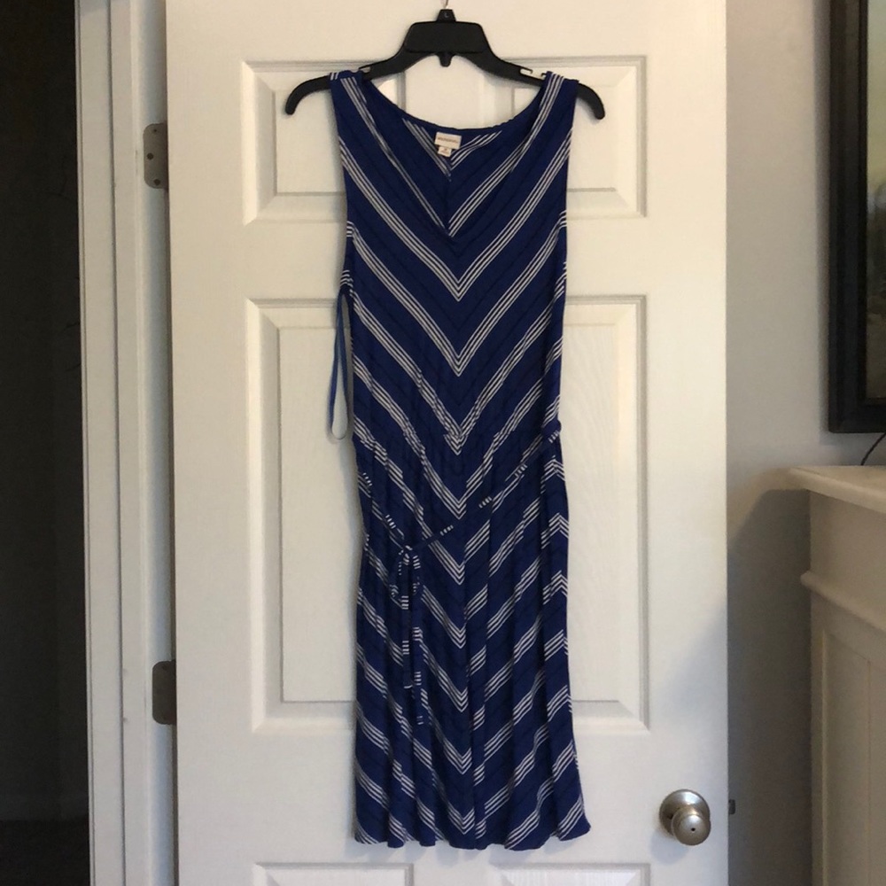 Royal blue black and white chevron tank dress